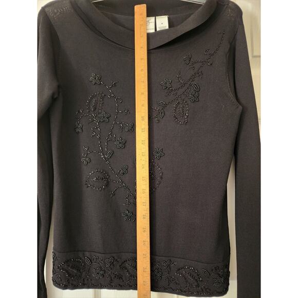 EMMA JAMES-Black-Beaded-Knit-Pullover-Cowl Neck-SIZE M-NWT - Picture 12 of 12